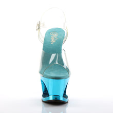 Load image into Gallery viewer, MOON-708DMCH Pleaser 7&quot; Heel Clear Turquoise Chrome Shoes