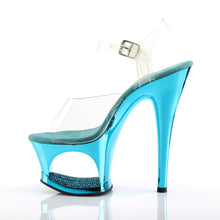 Load image into Gallery viewer, MOON-708DMCH Pleaser 7&quot; Heel Clear Turquoise Chrome Shoes