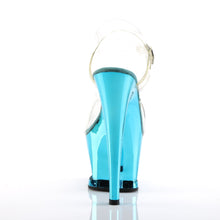 Load image into Gallery viewer, MOON-708DMCH Pleaser 7&quot; Heel Clear Turquoise Chrome Shoes