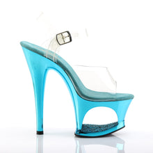 Load image into Gallery viewer, MOON-708DMCH Pleaser 7&quot; Heel Clear Turquoise Chrome Shoes