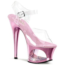 Load image into Gallery viewer, MOON-708DMCH 7&quot; Heel Clear Baby Pink Chrome Stripper Shoes