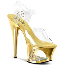 Load image into Gallery viewer, MOON-708DMCH 7&quot; Clear and Gold Chrome Pole Dancer Platforms