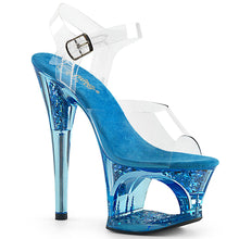 Load image into Gallery viewer, MOON-708GFT 7&quot; Heel Clear &amp; Blue Tinted Pole Dancer Platform