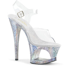 Load image into Gallery viewer, MOON-708HB 7&quot; Heel ClearSilver Hologram Pole Dancing Shoes