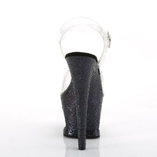 Load image into Gallery viewer, MOON-708LG Pleaser 7&quot; Heel Clear Black Glitter Pole Shoes