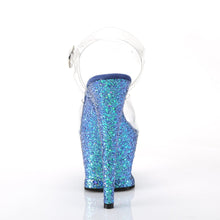 Load image into Gallery viewer, MOON-708LG 7&quot; Heel Transparent Blue Glitter Stripper Shoes