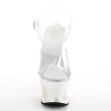 Load image into Gallery viewer, MOON-708LG 7&quot; Heel Clear Opal Multi Glitter Stripper Shoes