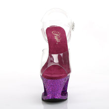 Load image into Gallery viewer, MOON-708LG Pleaser 7&quot; Heel Clear Purple Multi Glitter Shoes