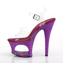 Load image into Gallery viewer, MOON-708LG Pleaser 7&quot; Heel Clear Purple Multi Glitter Shoes