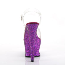 Load image into Gallery viewer, MOON-708LG Pleaser 7&quot; Heel Clear Purple Multi Glitter Shoes