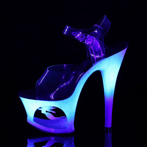 MOON-708MER 7" Heel Clear and Blue Ombre Pole Dancer Shoes