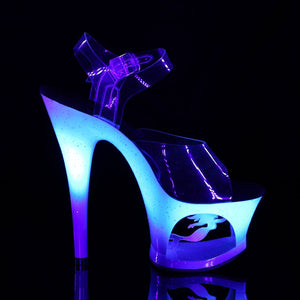 MOON-708MER 7" Heel Clear and Blue Ombre Pole Dancer Shoes