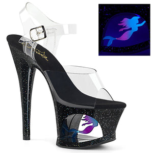 MOON-708MER 7" Heel Clear and Black Pole Dancing Platforms