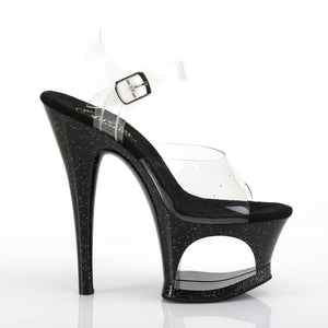 MOON-708MG 7" Heel Clear and Black Pole Dancing Platforms