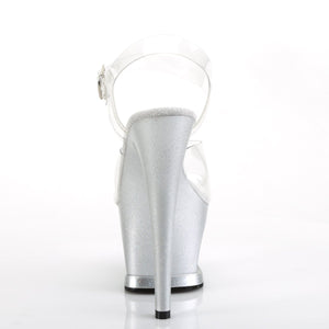 MOON-708MG 7" Heel Clear and Silver Pole Dancing Platforms