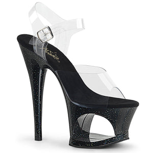 MOON-708MG 7" Heel Clear and Black Pole Dancing Platforms