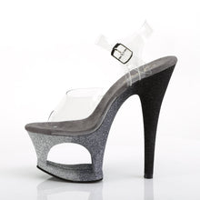 Load image into Gallery viewer, MOON-708OMBRE 7&quot; Heel Clear Silver-Black Ombre Sexy Shoes