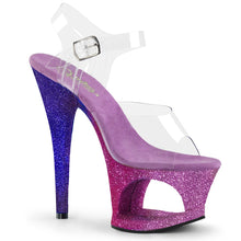 Load image into Gallery viewer, MOON-708OMBRE 7&quot; Heel Clear Fuchsia Blue Ombre Sexy Shoes