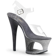 Load image into Gallery viewer, MOON-708OMBRE 7&quot; Heel Clear Silver-Black Ombre Sexy Shoes