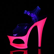 Load image into Gallery viewer, MOON-708UV 7&quot; Clear and Neon Hot Pink Pole Dancer Platforms