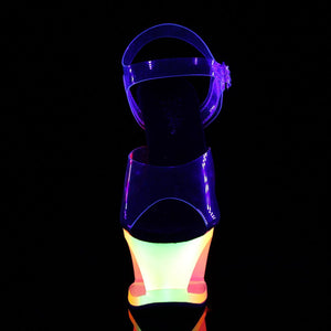 MOON-708UV 7" Heel Clear Neon Multi Pole Dancing Platforms