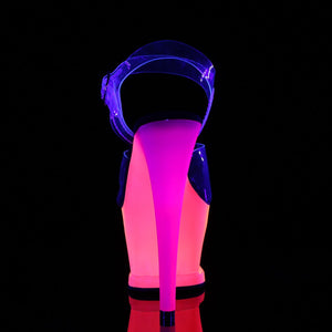 MOON-708UV 7" Heel Clear Neon Multi Pole Dancing Platforms