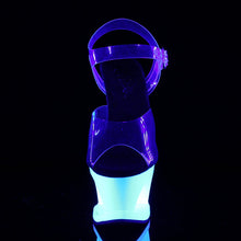 Load image into Gallery viewer, MOON-708UV 7&quot; Heel Clear Neon White Pole Dancing Platforms