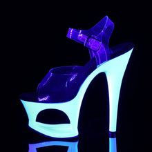 Load image into Gallery viewer, MOON-708UV 7&quot; Heel Clear Neon White Pole Dancing Platforms