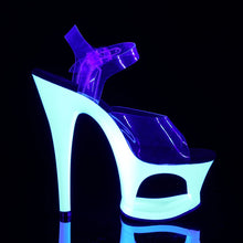 Load image into Gallery viewer, MOON-708UV 7&quot; Heel Clear Neon White Pole Dancing Platforms