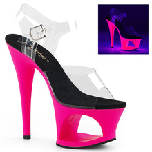 Load image into Gallery viewer, MOON-708UV 7&quot; Clear and Neon Hot Pink Pole Dancer Platforms