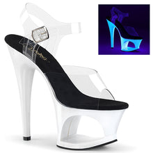 Load image into Gallery viewer, MOON-708UV 7&quot; Heel Clear Neon White Pole Dancing Platforms