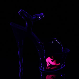 MOON-709CAT 7" Heel Black and Pink Pole Dancing Platforms