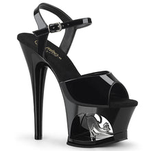 Load image into Gallery viewer, MOON-709CAT 7&quot; Heel Black and Silver Pole Dancing Platforms