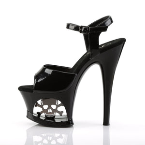 MOON-709SK 7" Heel Black and Pewter Pole Dancing Platforms