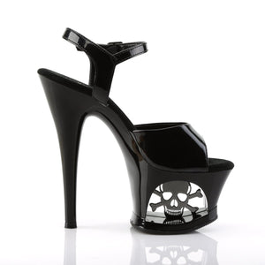 MOON-709SK 7" Heel Black and Pewter Pole Dancing Platforms