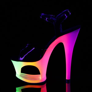 MOON-709UV 7" Heel Black Neon Multi Pole Dancing Platforms