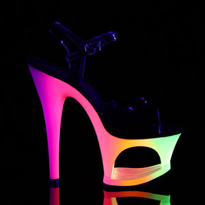 MOON-709UV 7" Heel Black Neon Multi Pole Dancing Platforms