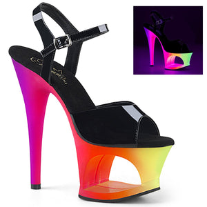 MOON-709UV 7" Heel Black Neon Multi Pole Dancing Platforms