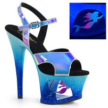 Load image into Gallery viewer, MOON-711MER 7&quot; Heel Blue Shifting Ombre Pole Dancer Shoes