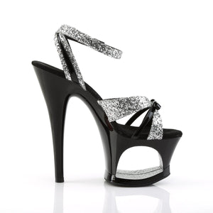 MOON-728 7" Heel Silver Glitter Pole Dancing Platforms