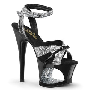 MOON-728 7" Heel Silver Glitter Pole Dancing Platforms