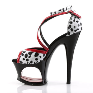 MOON-740 7" Heel Dalmatian Red/Black Pole Dancing Platforms