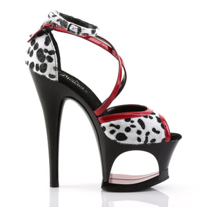 MOON-740 7" Heel Dalmatian Red/Black Pole Dancing Platforms