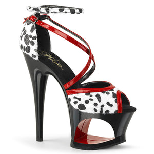 MOON-740 7" Heel Dalmatian Red/Black Pole Dancing Platforms