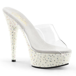 PEARLIZE-601 6" Heel Clear and White Pole Dancing Platforms