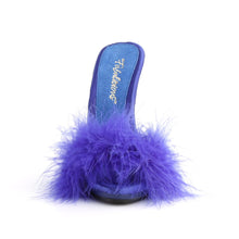 Load image into Gallery viewer, POISE-501F Fabulicious 5&quot; Heel Blue Satin Marabou Sexy Shoes