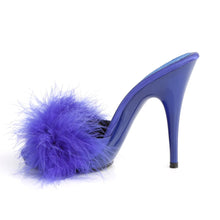 Load image into Gallery viewer, POISE-501F Fabulicious 5&quot; Heel Blue Satin Marabou Sexy Shoes