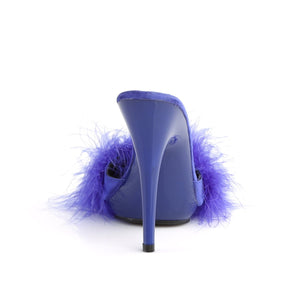 POISE-501F Fabulicious 5" Heel Blue Satin Marabou Sexy Shoes