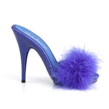 Load image into Gallery viewer, POISE-501F Fabulicious 5&quot; Heel Blue Satin Marabou Sexy Shoes