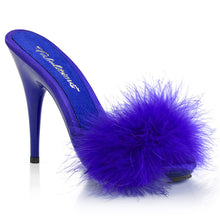 Load image into Gallery viewer, POISE-501F Fabulicious 5&quot; Heel Blue Satin Marabou Sexy Shoes